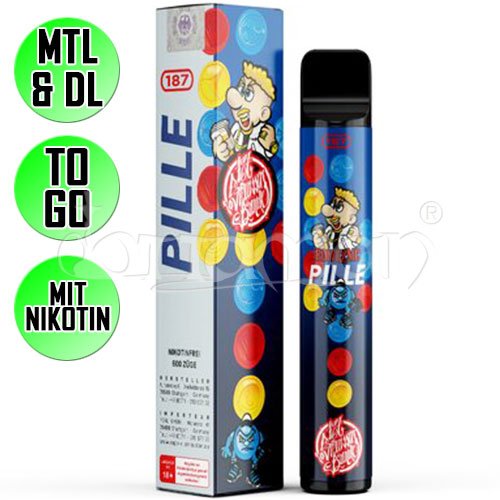 Pille - Bonez MC | 187 Strassenbande | Nikotin 20mg/ml | Einweg E-Zigarette / E-Shisha | 600 Zge