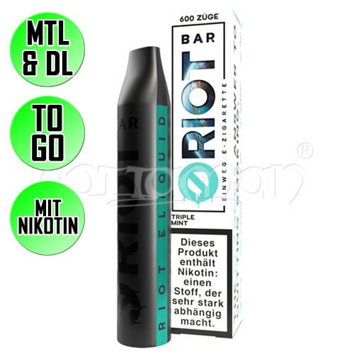 Triple Mint | Riot Bar | Nikotin 20mg/ml | Einweg E-Zigarette / E-Shisha | 600 Züge
