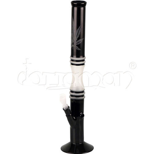 Glas Bong | Leaf | Schwarz | Gerade | 53cm