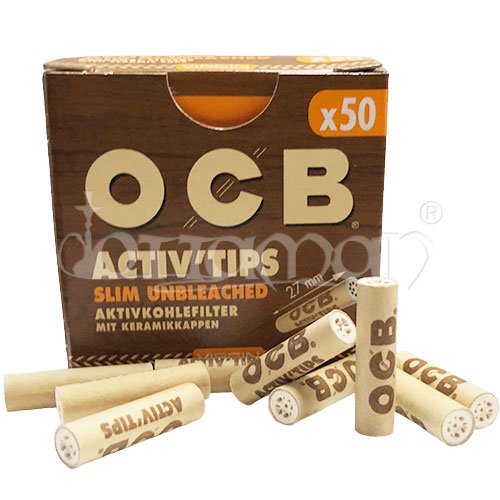 OCB | Aktivkohlefilter | Activ Tips Slim Unbleached | 50 Stk.