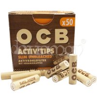 OCB | Aktivkohlefilter | Activ Tips Slim Unbleached | 50...