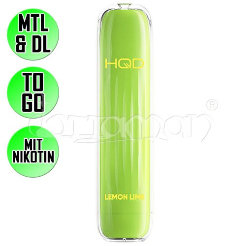 Lemon Lime Ice | HQD Surv | Nikotin 18mg/ml | Einweg E-Zigarette / E-Shisha | 600 Züge