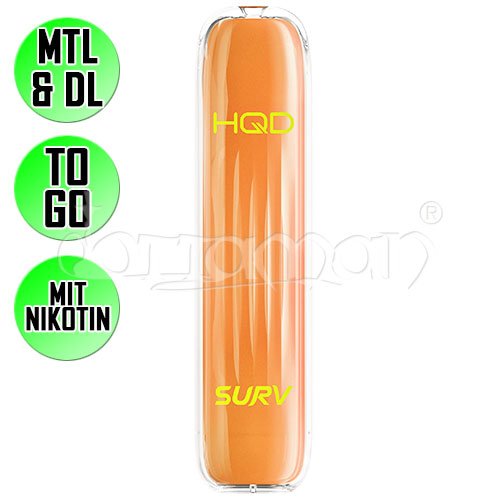 Ice Mango | HQD Surv | Nikotin 18mg/ml | Einweg E-Zigarette / E-Shisha | 600 Züge