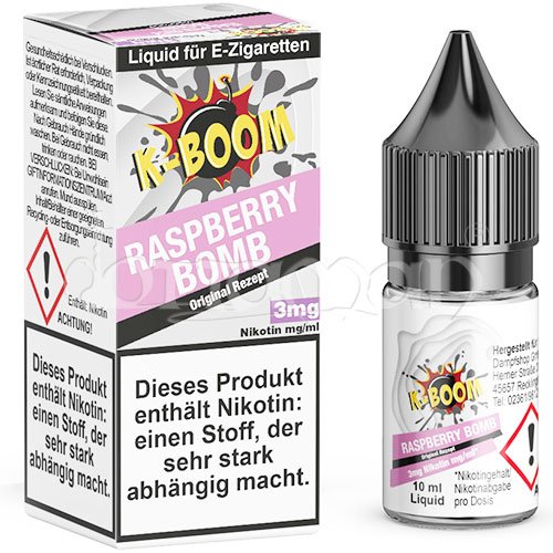 Raspberry Bomb | K-Boom | Nikotin 3mg/ml | Liquid | 10ml