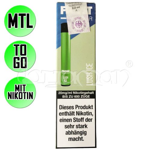 Lush Ice | Dr. Frost | Nikotin 20mg/ml | Einweg E-Zigarette / E-Shisha | 600 Züge