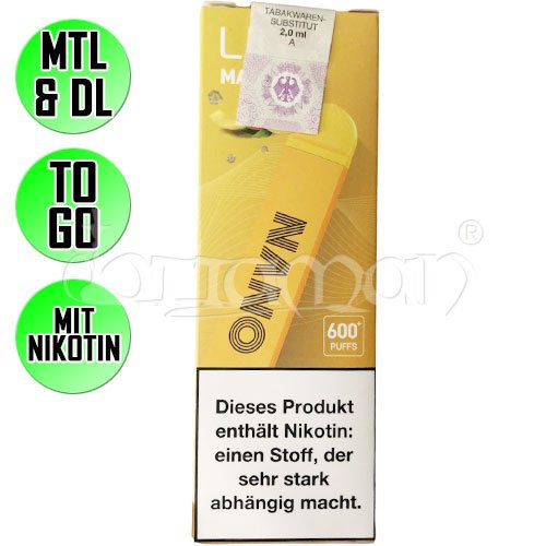 Mango Ice | Lio Nano | Nikotin 20mg/ml | Einweg E-Zigarette / E-Shisha | 600 Zge