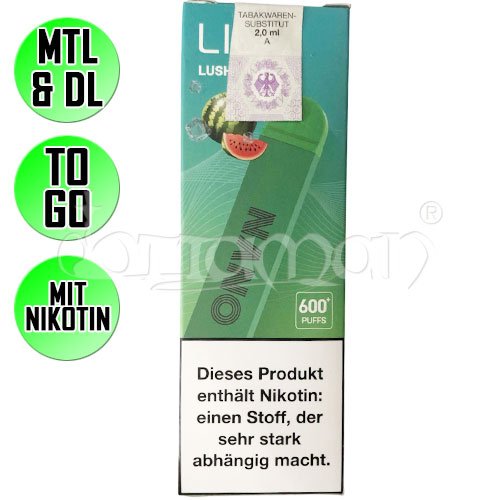 Lush Ice | Lio Nano | Nikotin 20mg/ml | Einweg E-Zigarette / E-Shisha | 600 Züge