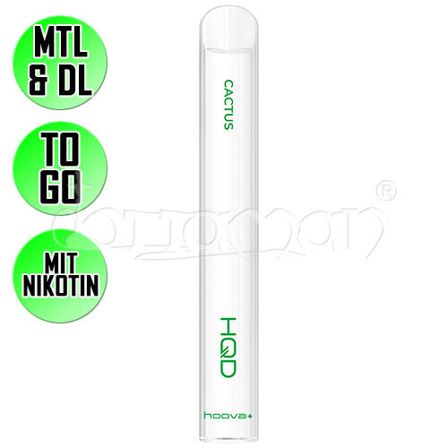 Cactus | HQD Hoova+ | Nikotin 18mg/ml | Einweg E-Zigarette / E-Shisha | 600 Züge