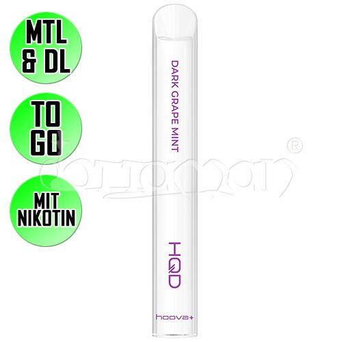 Dark Grape Mint | HQD Hoova+ | Nikotin 18mg/ml | Einweg E-Zigarette / E-Shisha | 600 Züge