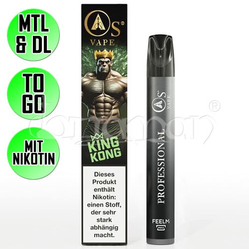 King Kong | Os Tobacco | Nikotin 20mg/m | Einweg E-Zigarette / E-Shisha | 750 Züge