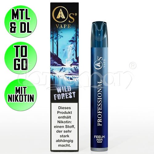 Wild Forest | Os Tobacco | Nikotin 20mg/m | Einweg E-Zigarette / E-Shisha | 750 Zge
