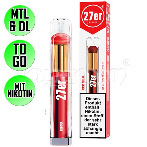 Red Sea | 27er Original | Nikotin 20mg/ml | Einweg E-Zigarette / E-Shisha | 800 Zge