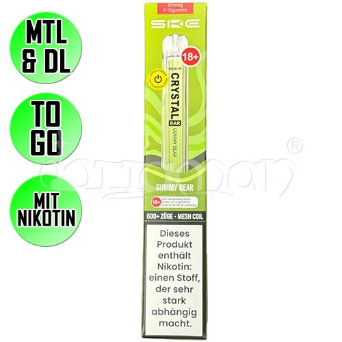 Gummy Bear | Crystal Bar | Nikotin 20mg/ml | Einweg E-Zigarette / E-Shisha | 600 Zge