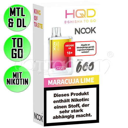 Maracuja Lime | HQD Nook | Nikotin 18mg/ml | Einweg E-Zigarette / E-Shisha | 600 Züge