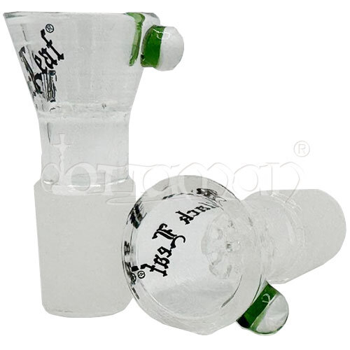 Glaskopf mit Glassieb | Black Leaf | Bong | Glas Steckkopf 18,8