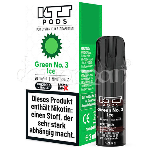 Green No 3 Ice | KTS Pod | KTS eLiquid | 20mg/ml | 1 Stk.