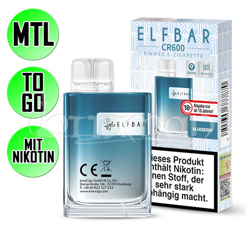 Blueberry | Elfbar CR600 | Nikotin 20mg/ml | Einweg E-Zigarette / E-Shisha | 600 Züge