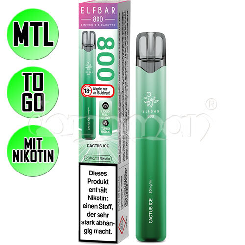 Cactus Ice | Elfbar 800 | Nikotin 20mg/ml | Einweg E-Zigarette / E-Shisha | 800 Züge