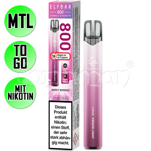 Sweet Berries | Elfbar 800 | Nikotin 20mg/ml | Einweg E-Zigarette / E-Shisha | 800 Züge