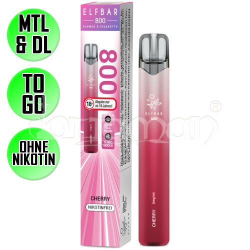 Cherry | Elfbar 800 | Nikotinfrei | Einweg E-Zigarette / E-Shisha | 800 Züge