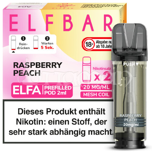 Raspberry Peach | Elfa Pods | Elfbar | 20mg/ml | 2 Stk.